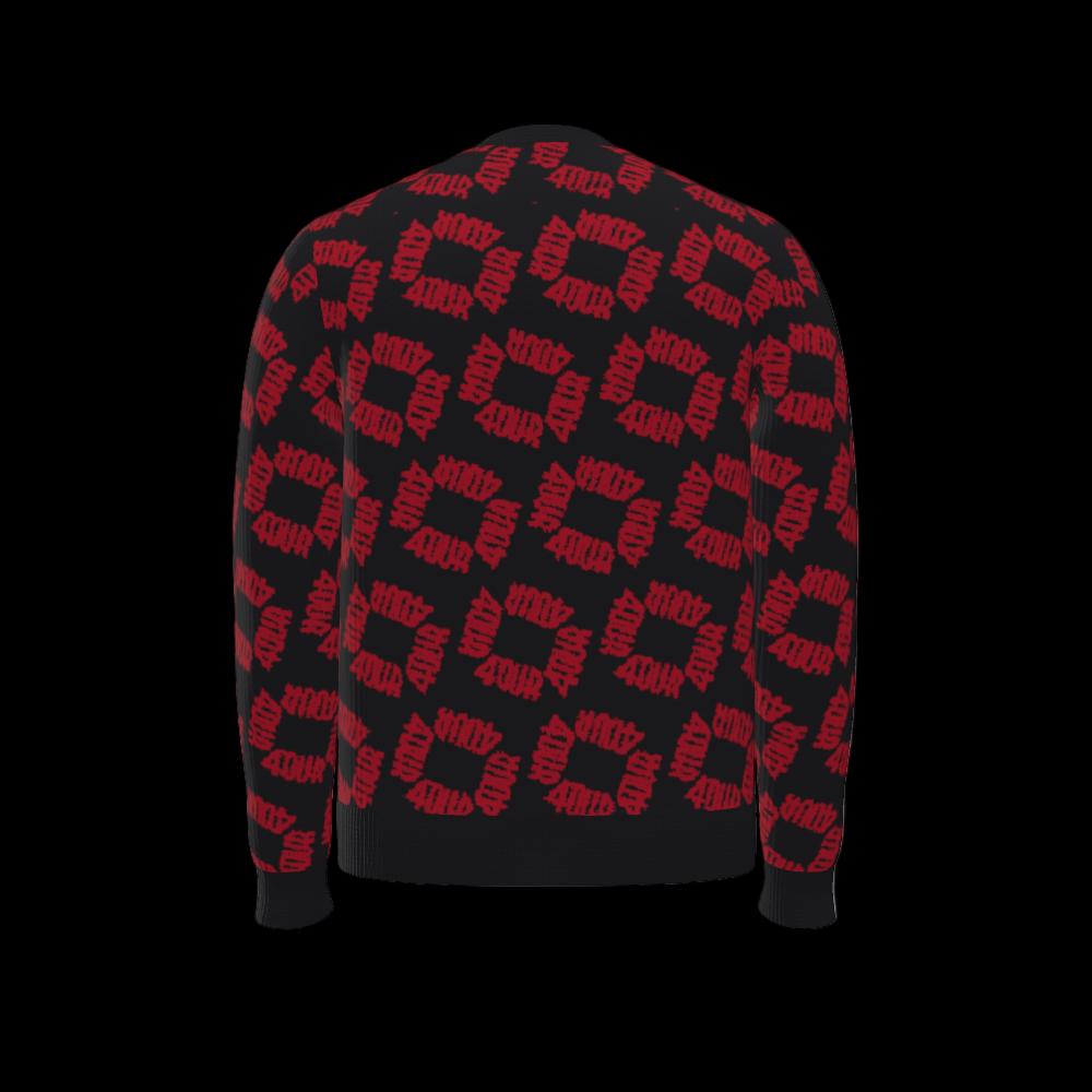 House of FOUR™ Men's Crew Sweater (Black&Red)