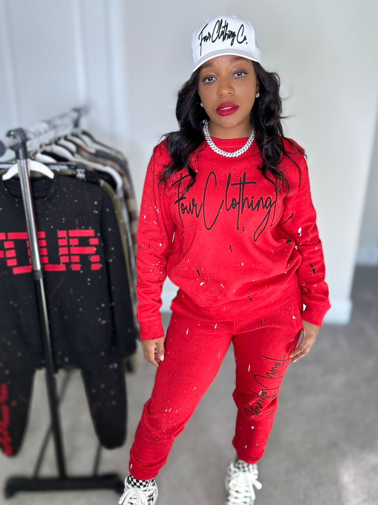 FOUR™ Red Signature Drip SweatSet
