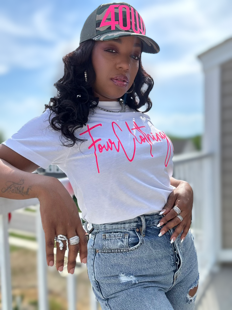 FOUR™ Essential Tee (White&Hotpink)