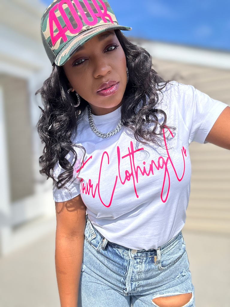 FOUR™ Essential Tee (White&Hotpink)