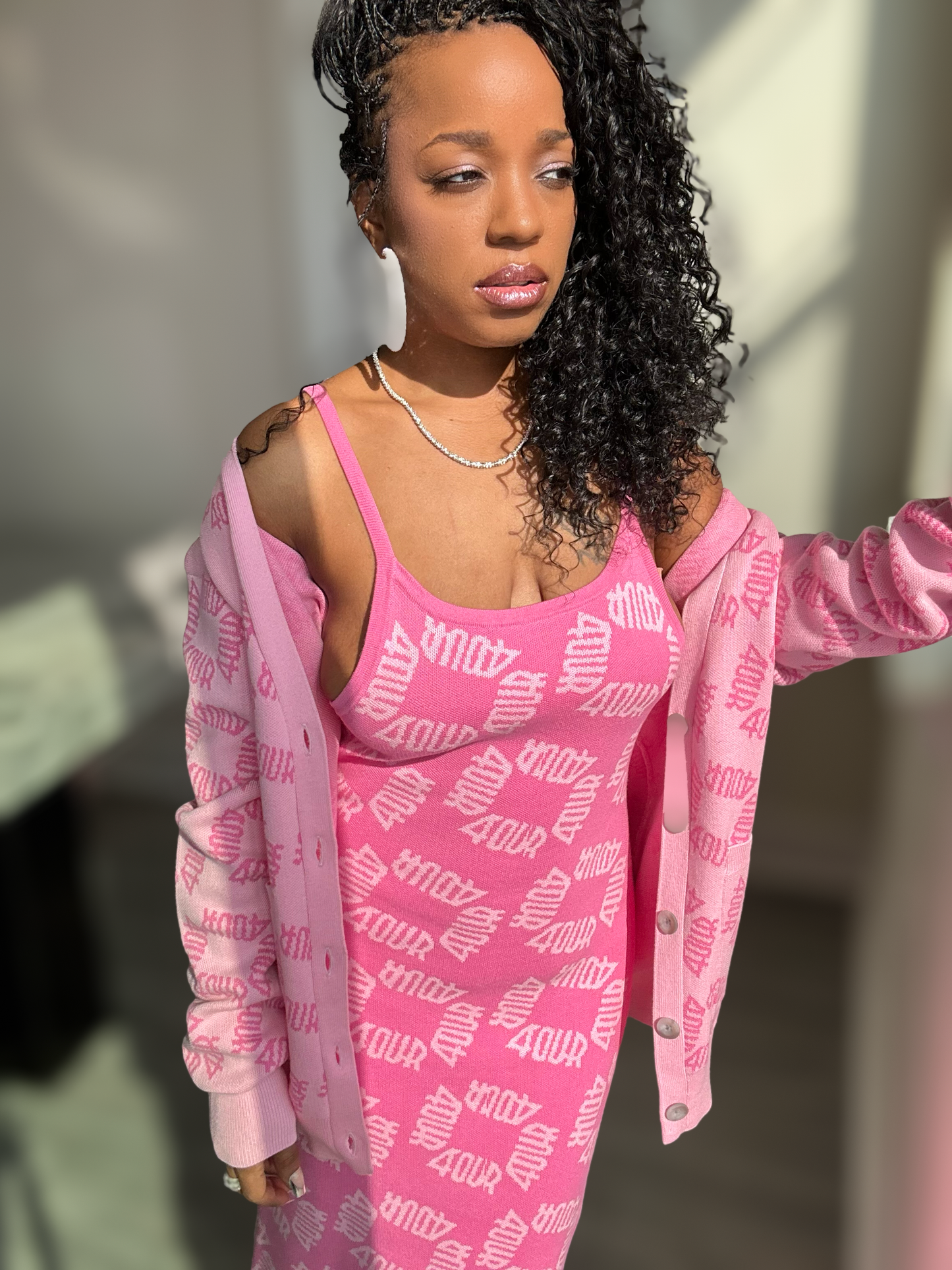 House of FOUR™ Knit Pocket Cardigan (Pink)