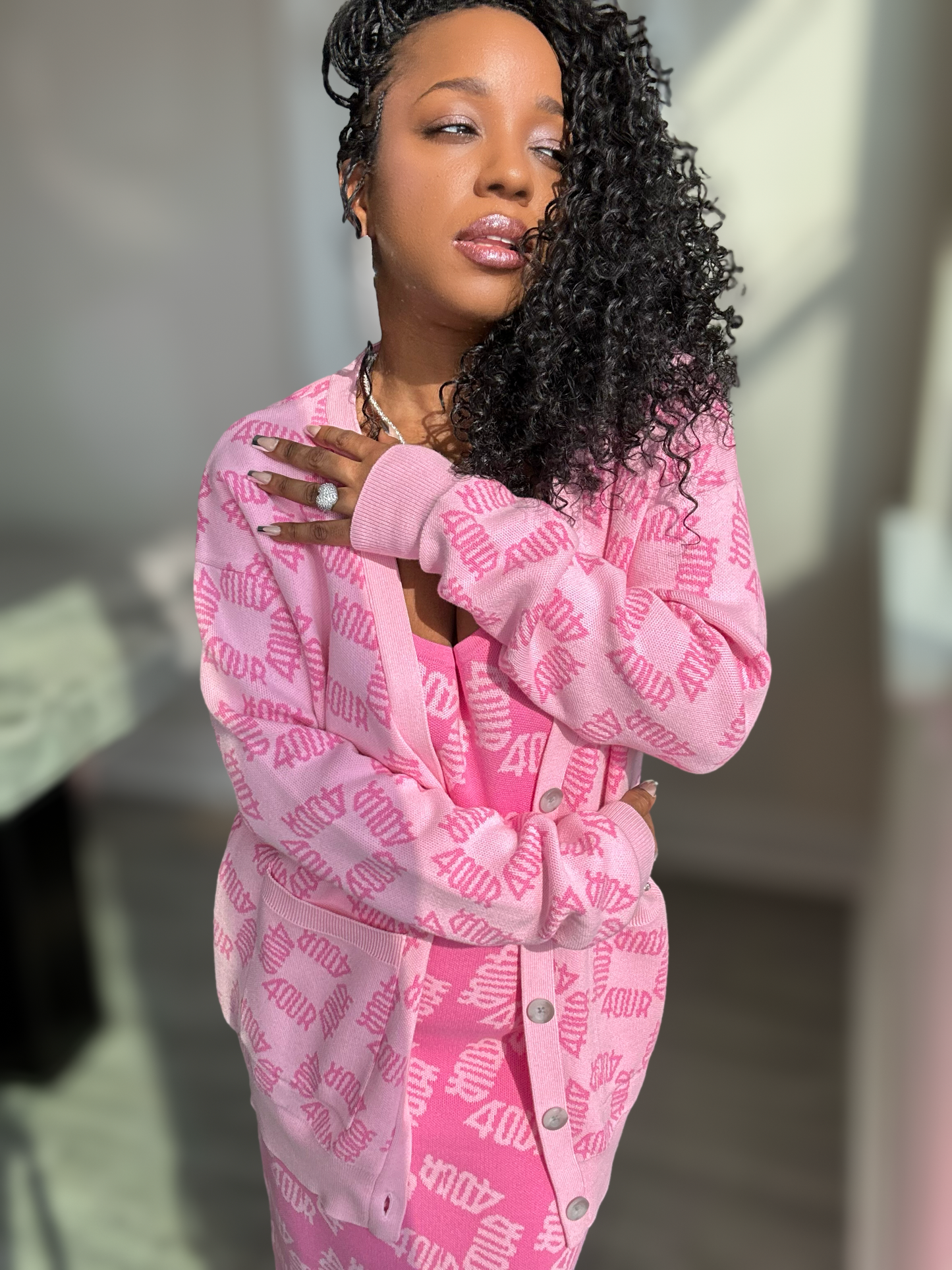 House of FOUR™ Knit Pocket Cardigan (Pink)