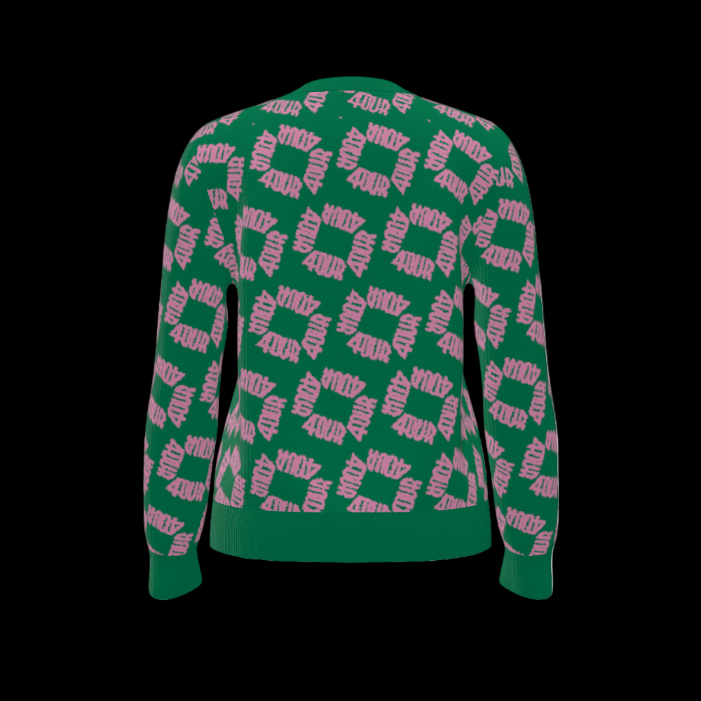 House of FOUR™ Crew Sweater (Green&Pink)