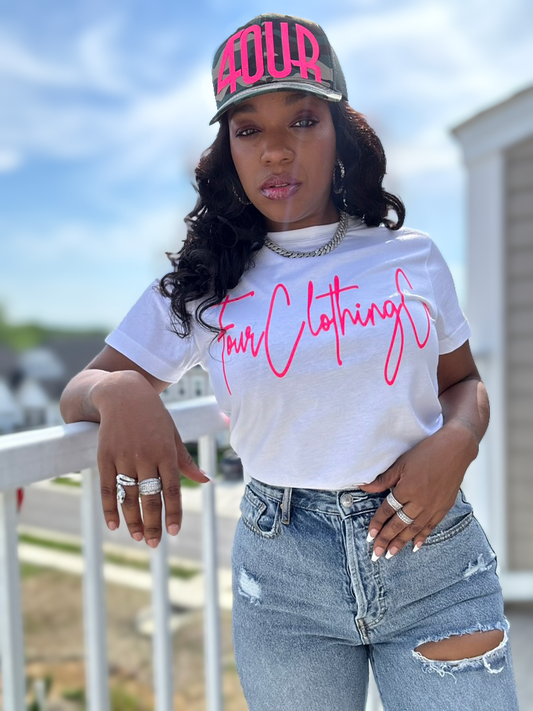 FOUR™ Essential Tee (White&Hotpink)