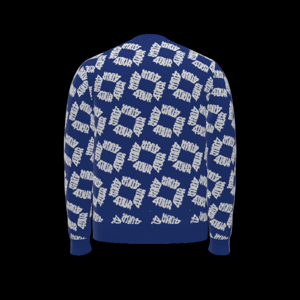 House of FOUR™ Men's Crew Sweater (RoyalBlue&White)