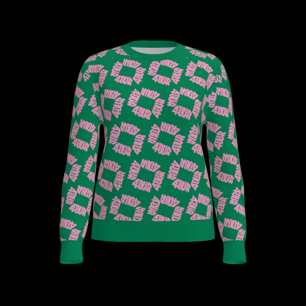 House of FOUR™ Crew Sweater (Green&Pink)