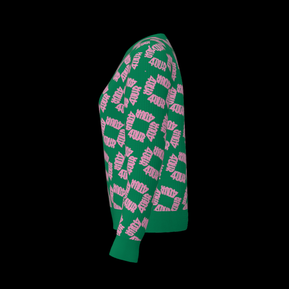 House of FOUR™ Crew Sweater (Green&Pink)