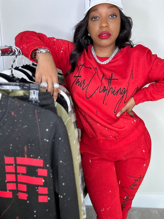 FOUR™ Red Signature Drip SweatSet