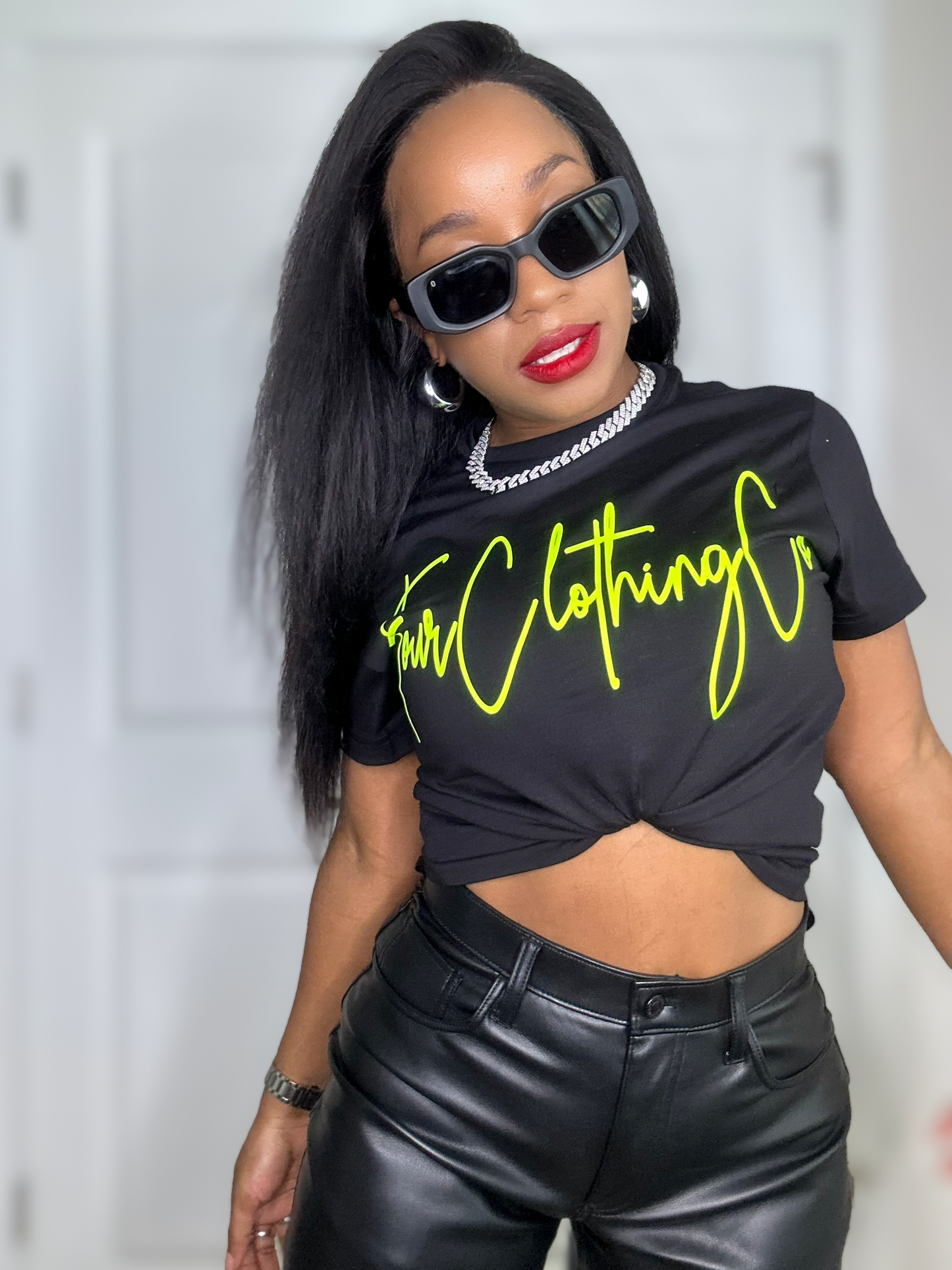 FOUR™ Essential Logo Tee (Black&Neon)