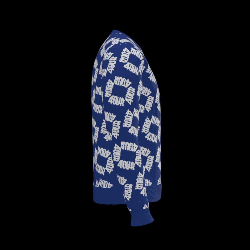 House of FOUR™ Men's Crew Sweater (RoyalBlue&White)