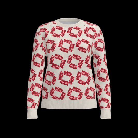 House of FOUR™ Crew Sweater (Creme&Crimson)