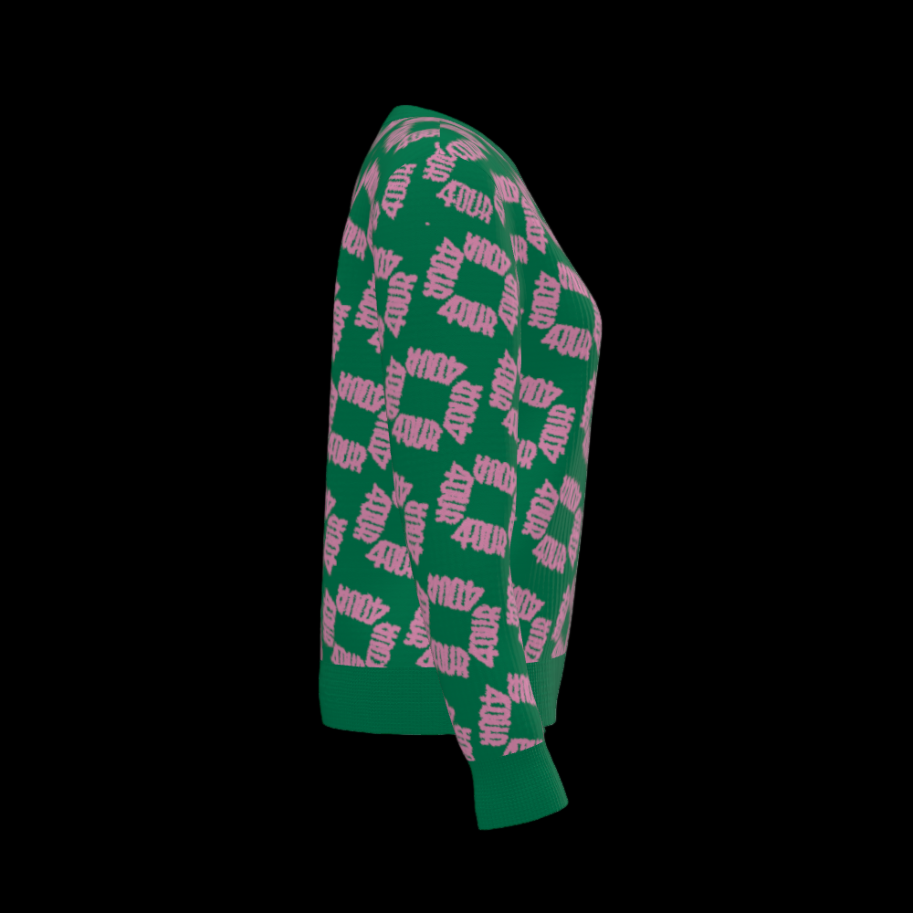 House of FOUR™ Crew Sweater (Green&Pink)