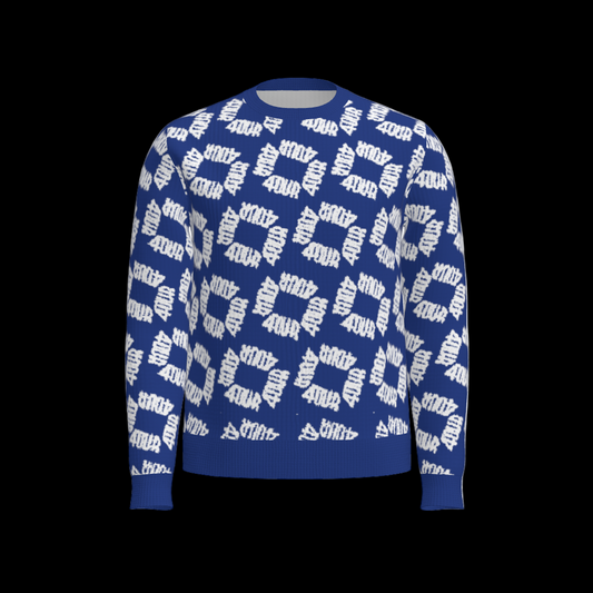 House of FOUR™ Men's Crew Sweater (RoyalBlue&White)