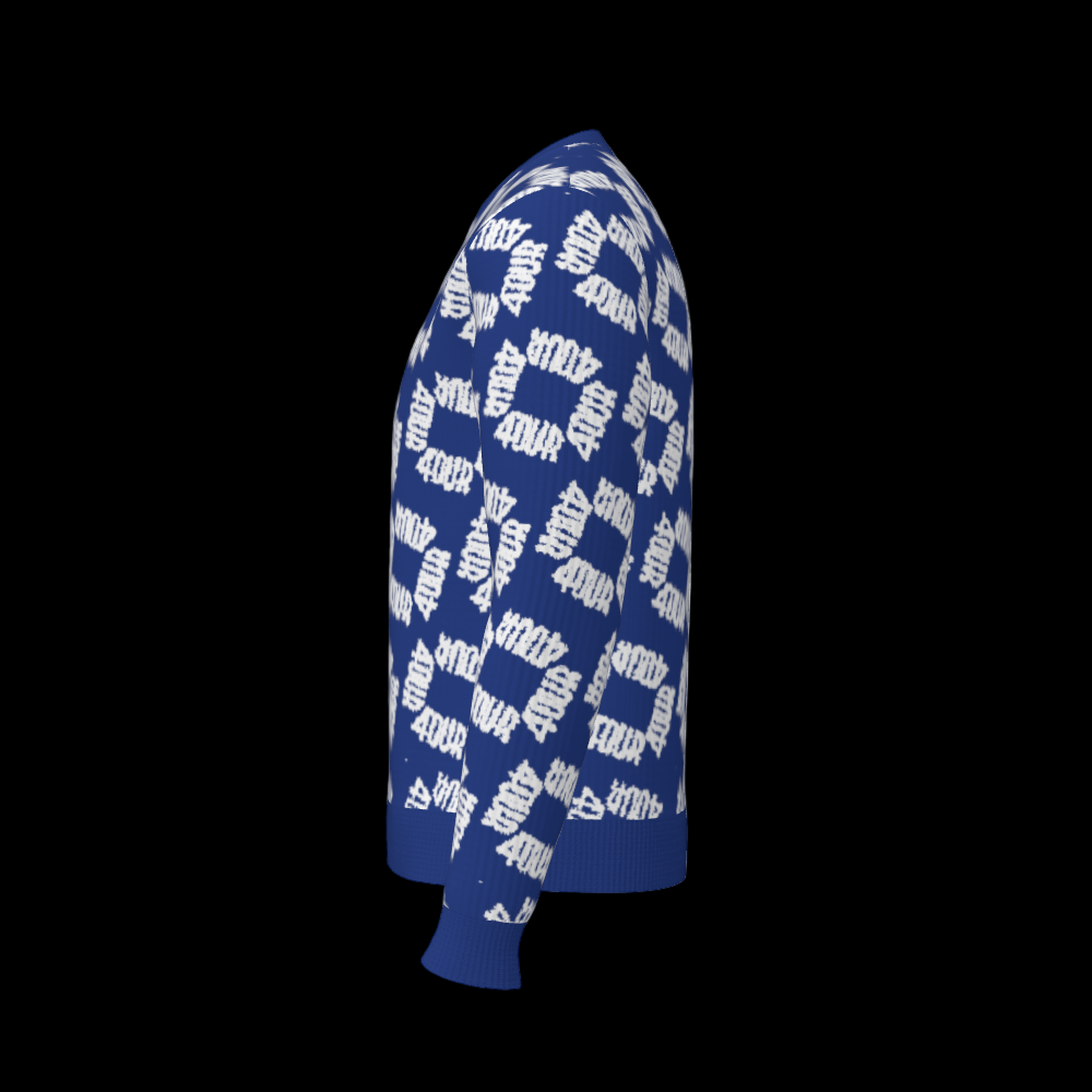 House of FOUR™ Men's Crew Sweater (RoyalBlue&White)