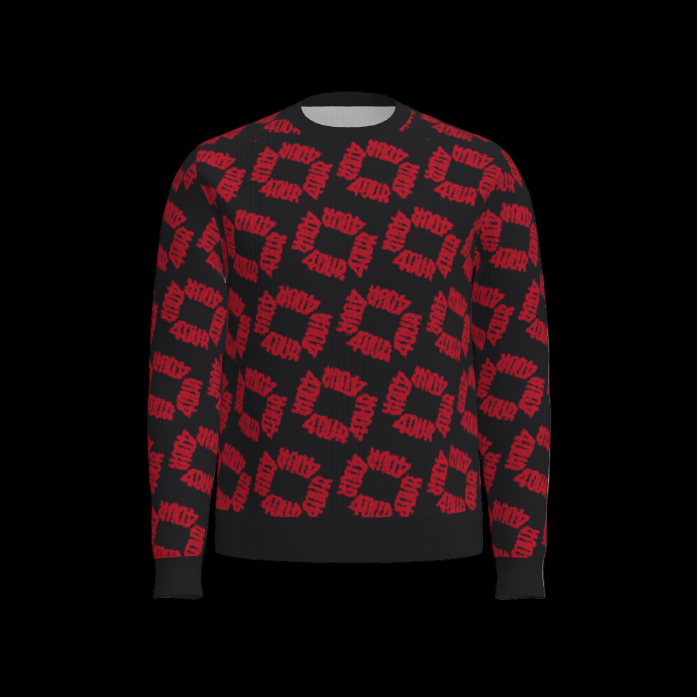 House of FOUR™ Men's Crew Sweater (Black&Red)