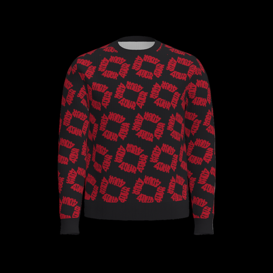 House of FOUR™ Men's Crew Sweater (Black&Red)