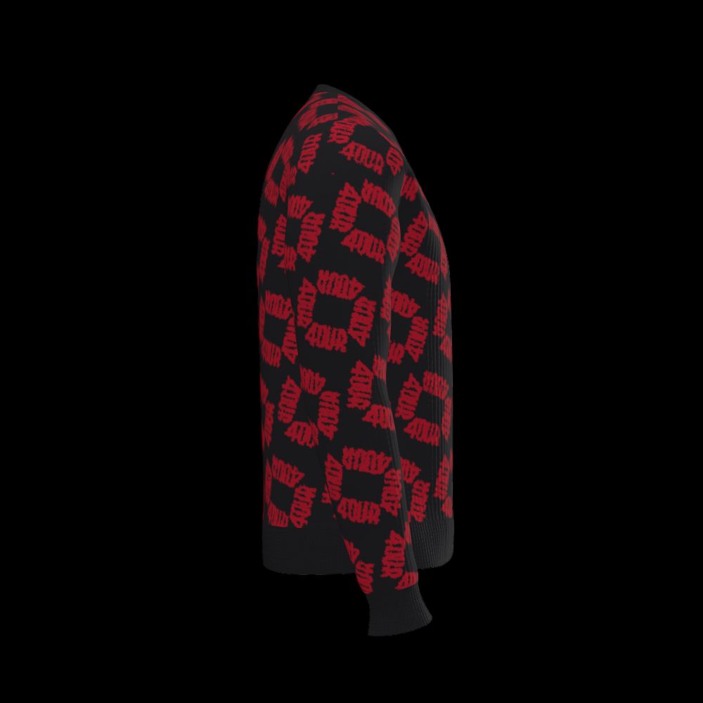 House of FOUR™ Men's Crew Sweater (Black&Red)