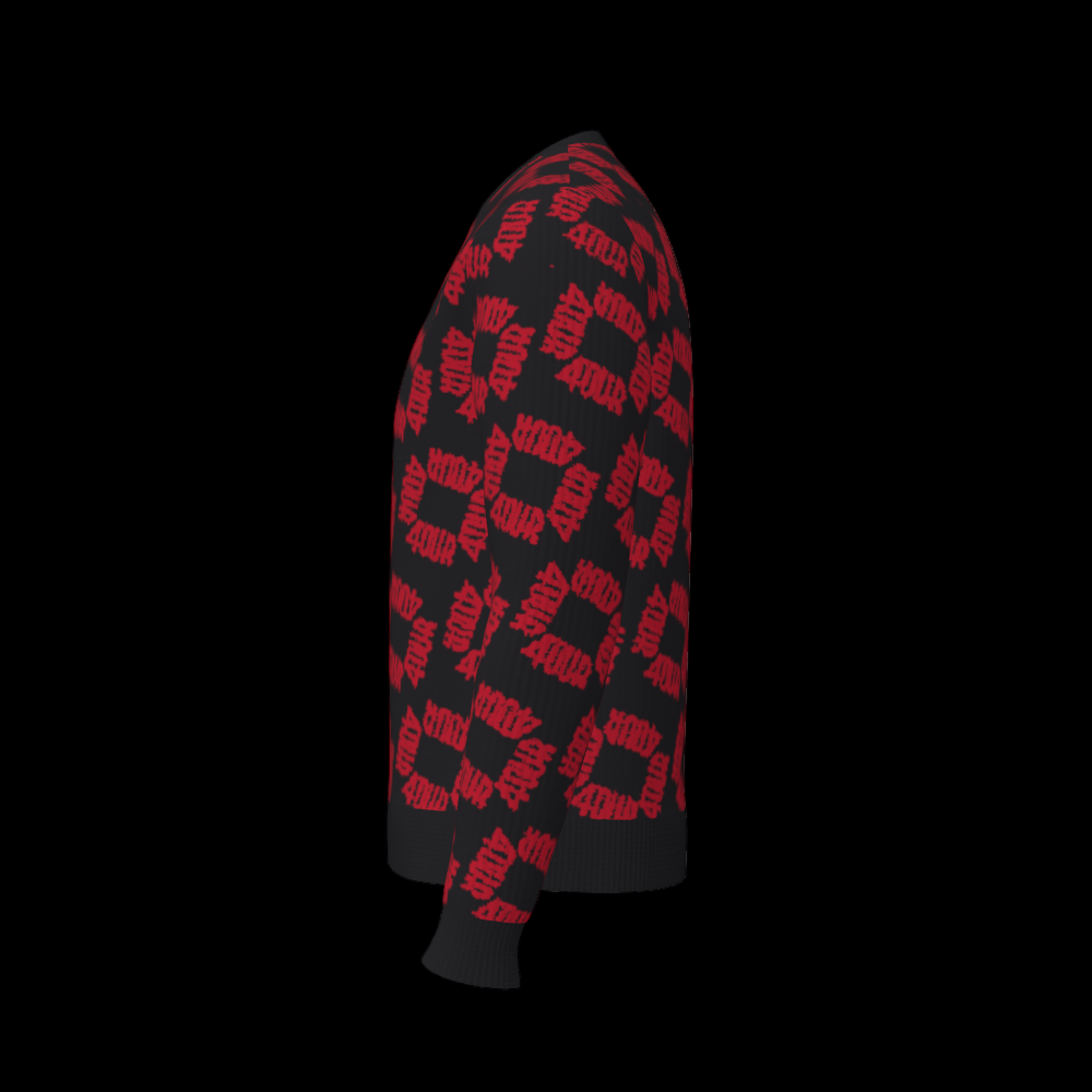 House of FOUR™ Men's Crew Sweater (Black&Red)